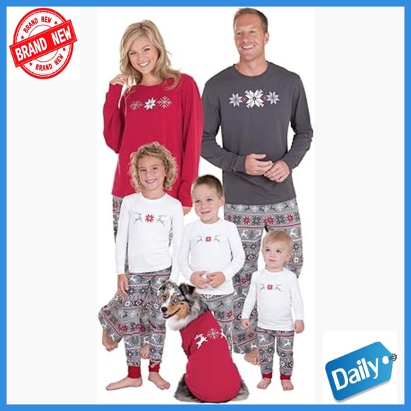 Other - Nordic Print Christmas Pajama Set, Cotton Blend, Snug Fit, Family Matching